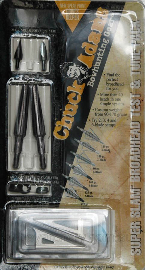 Chuck Adams Super Slam Broadhead Test And Tune 2 pack large image. Click to return to Chuck Adams Super Slam Broadhead Test And Tune 2 pack price and description