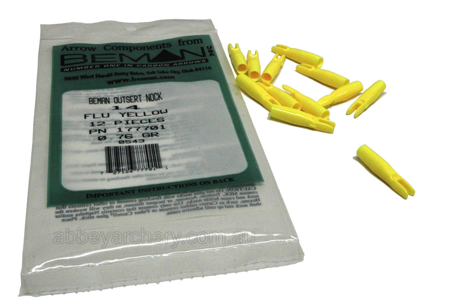 Beman Flash Nock 14-64" 5.5mm Fluoro Yellow 12's large image. Click to return to Beman Flash Nock 14-64" 5.5mm Fluoro Yellow 12's price and description