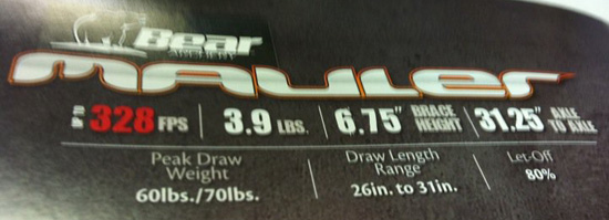 2011 Bear Mauler Specifications