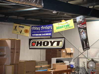 Hoyt banner soars above our warehouse and joins our other great bow brands - the start of a long and happy relationship