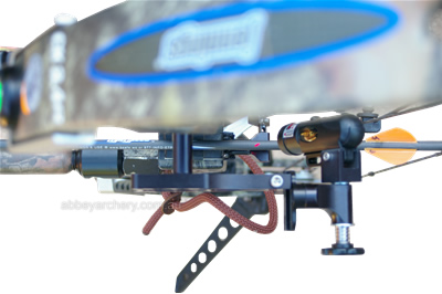 Laser dot shown on arrow shaft after rotating back to arrow rest