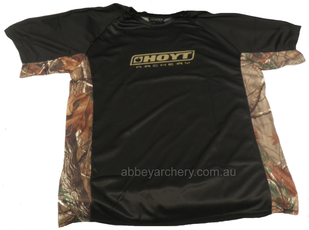 Hoyt Camo Trim Performance Short Sleeve T Shirt Black large image. Click to return to Hoyt Camo Trim Performance Short Sleeve T Shirt Black price and description