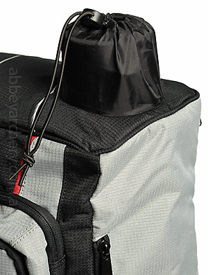 Close up of covered tote stowed