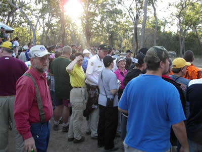 Watching shoot out is Steve Johnson of Spot Hogg, in maroon shirt and braces