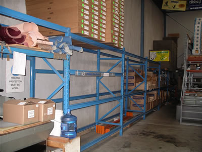 Pallet racking cleared, awaiting the new bows