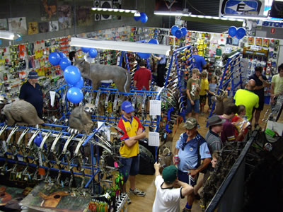 The store packed with customers, checking out the latest gear