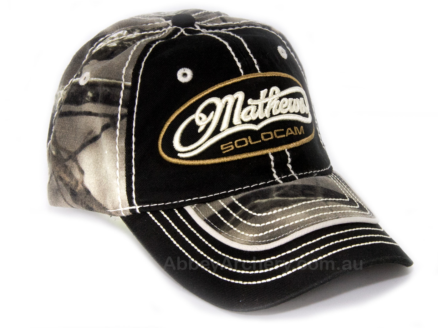Mathews Solocam camo and black cap