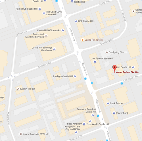 Map Detail for Abbey Archery Retail Store in Castle Hill Area